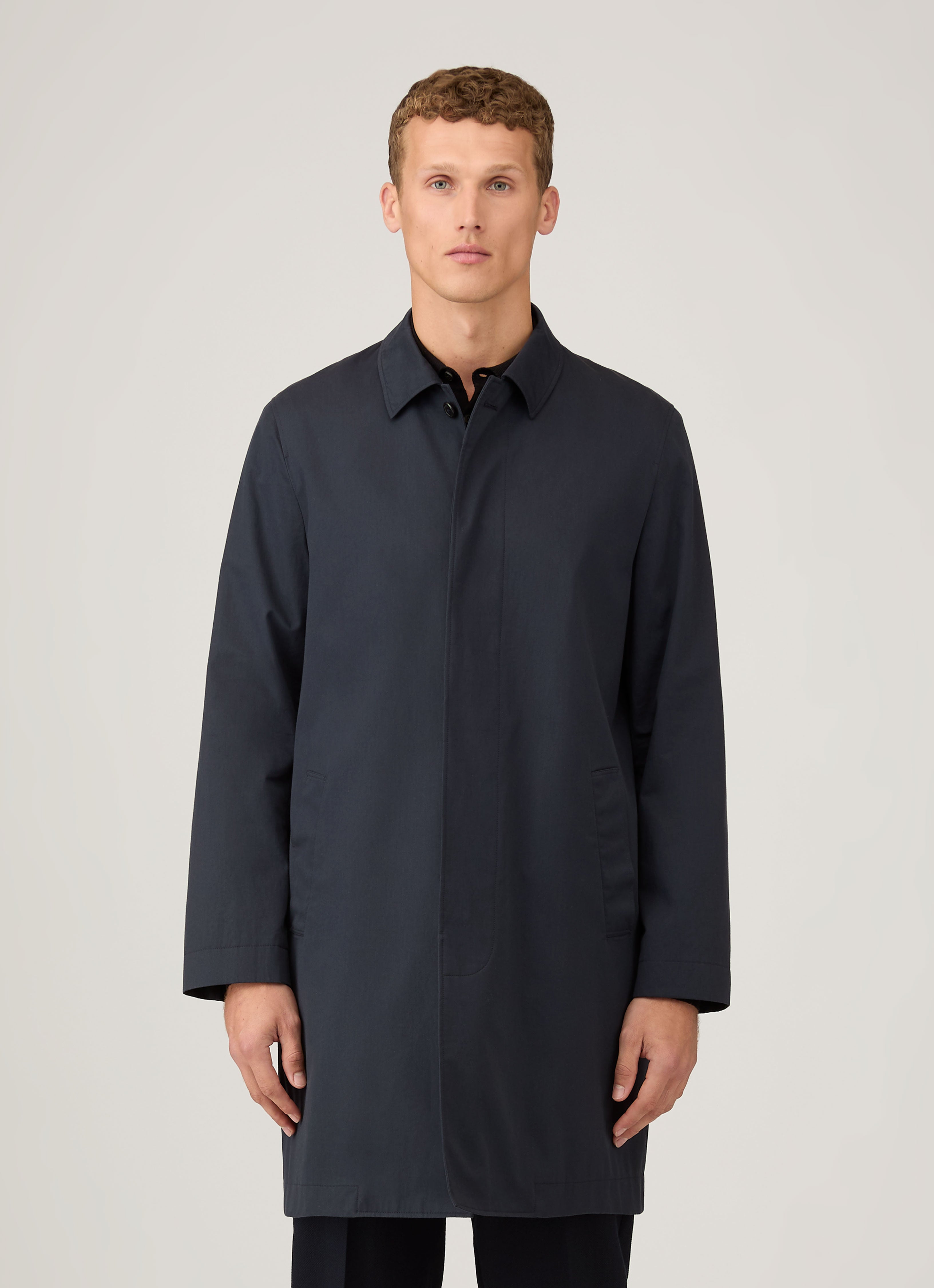 シャワープルーフ コットンマック （Navy）| Sunspel