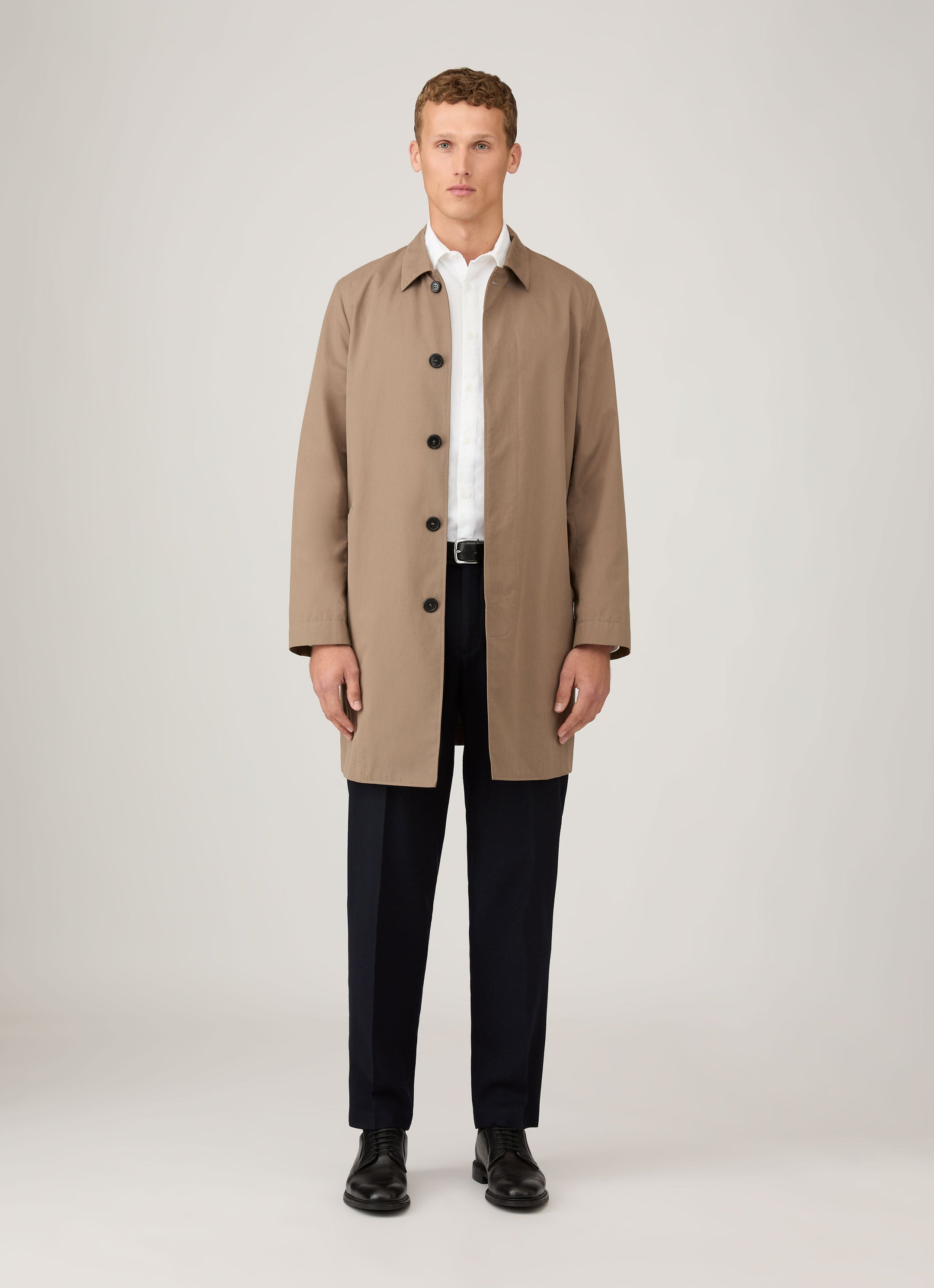 Men's Showerproof Cotton Mac in Dark Stone