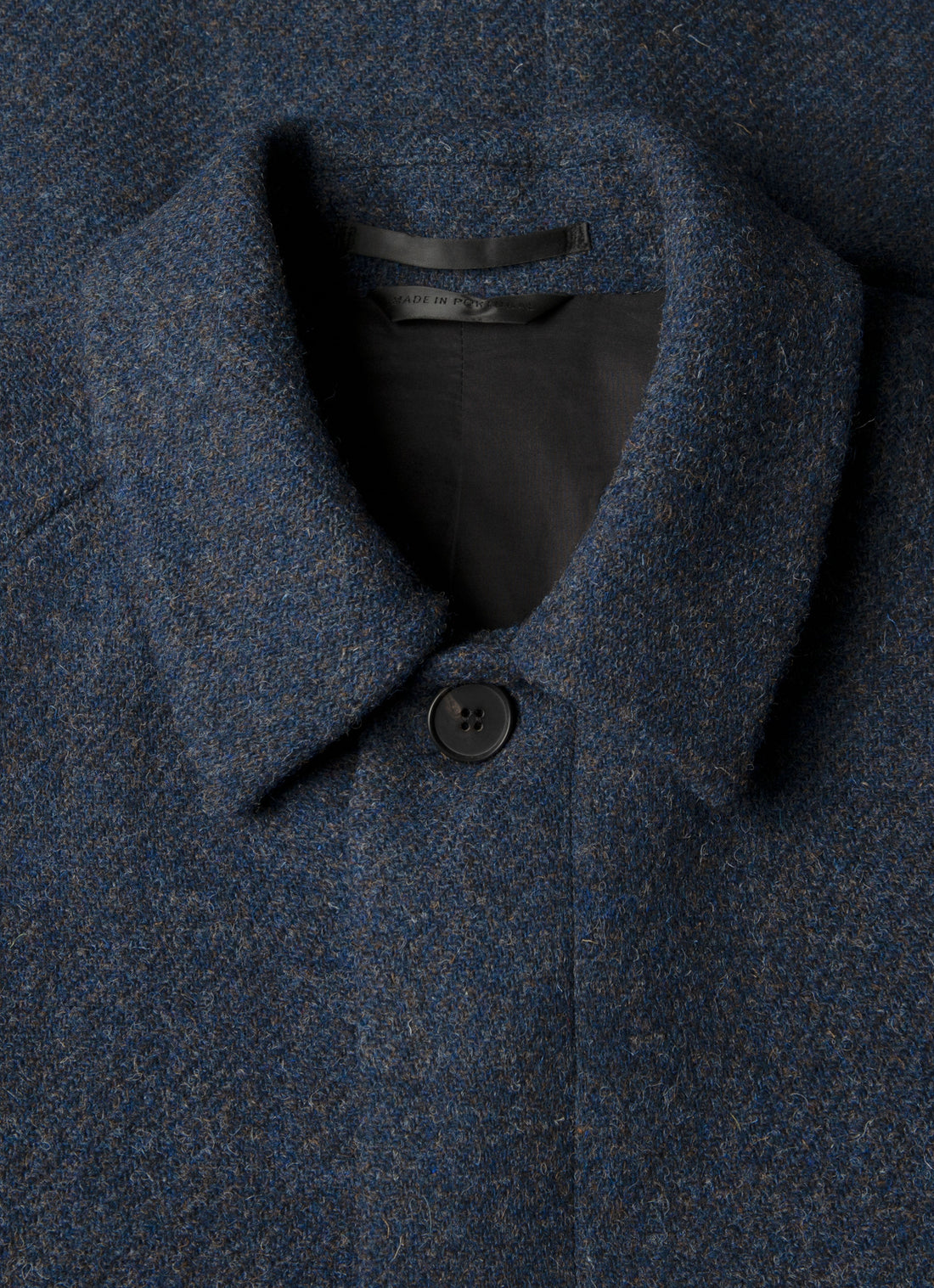 Men's Harris Tweed Car Coat in Selvedge Blue