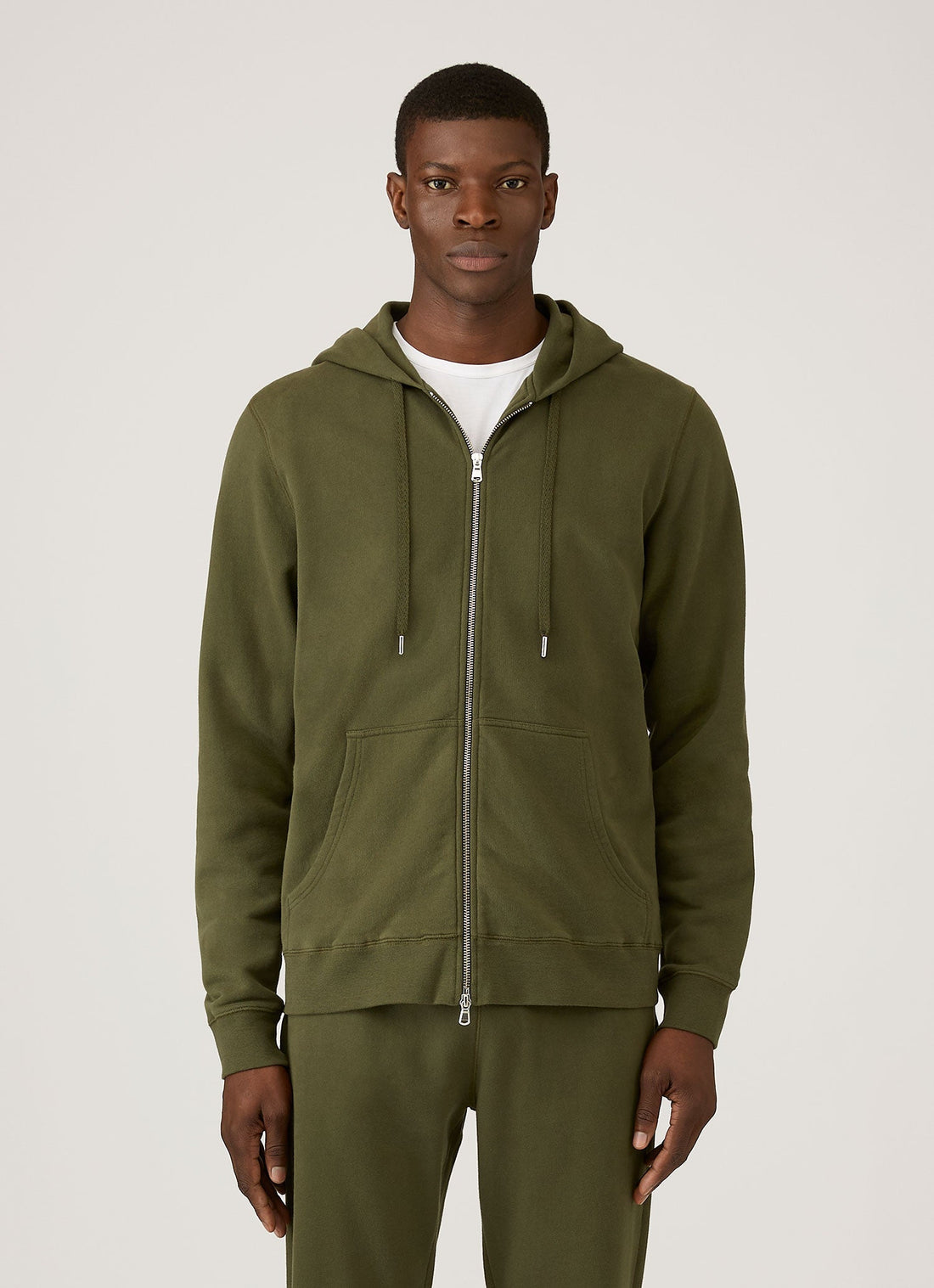 Men's Loopback Zip Hoodie in Deep Olive