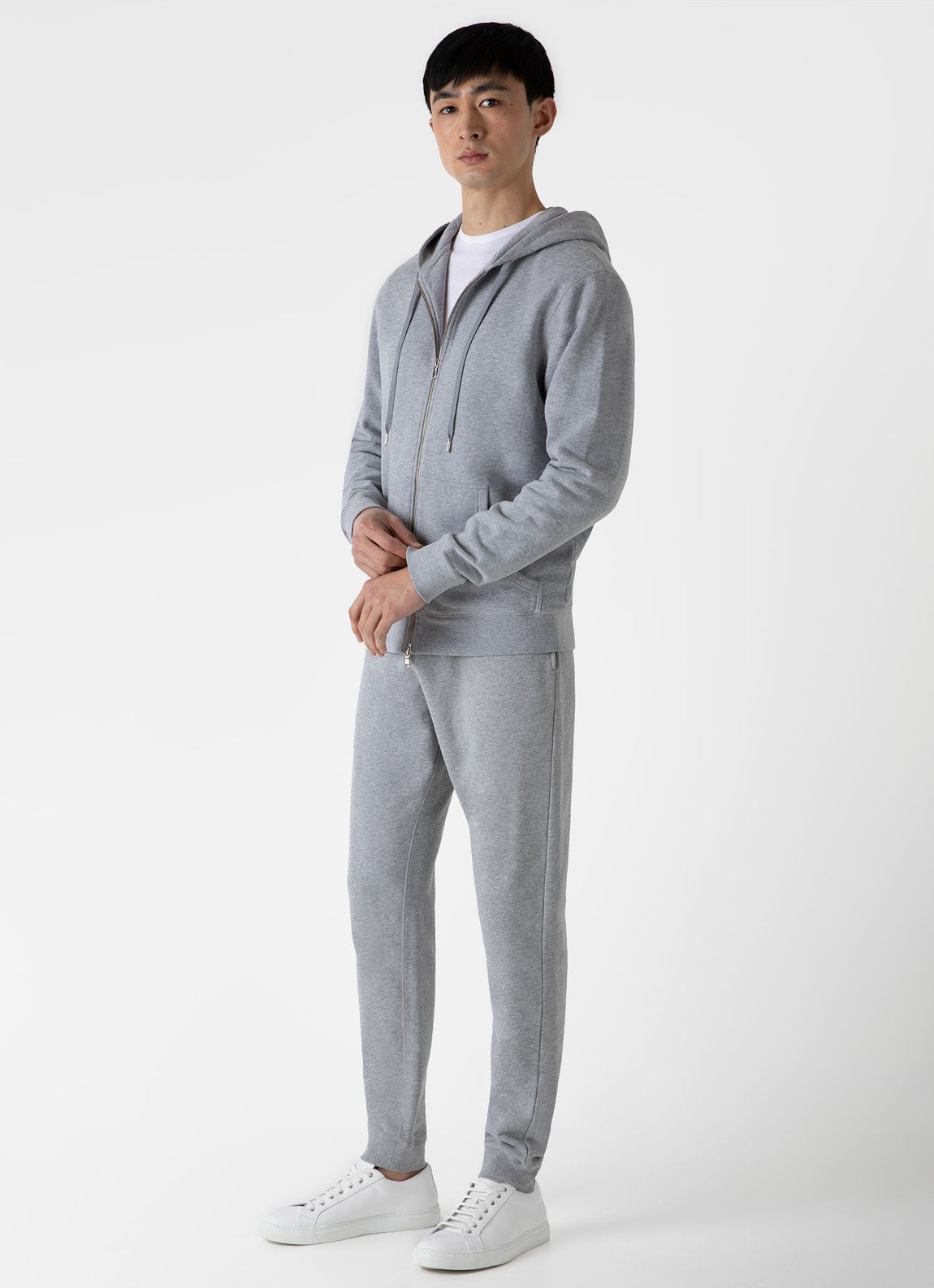 Men's Loopback Zip Hoody in Grey Melange