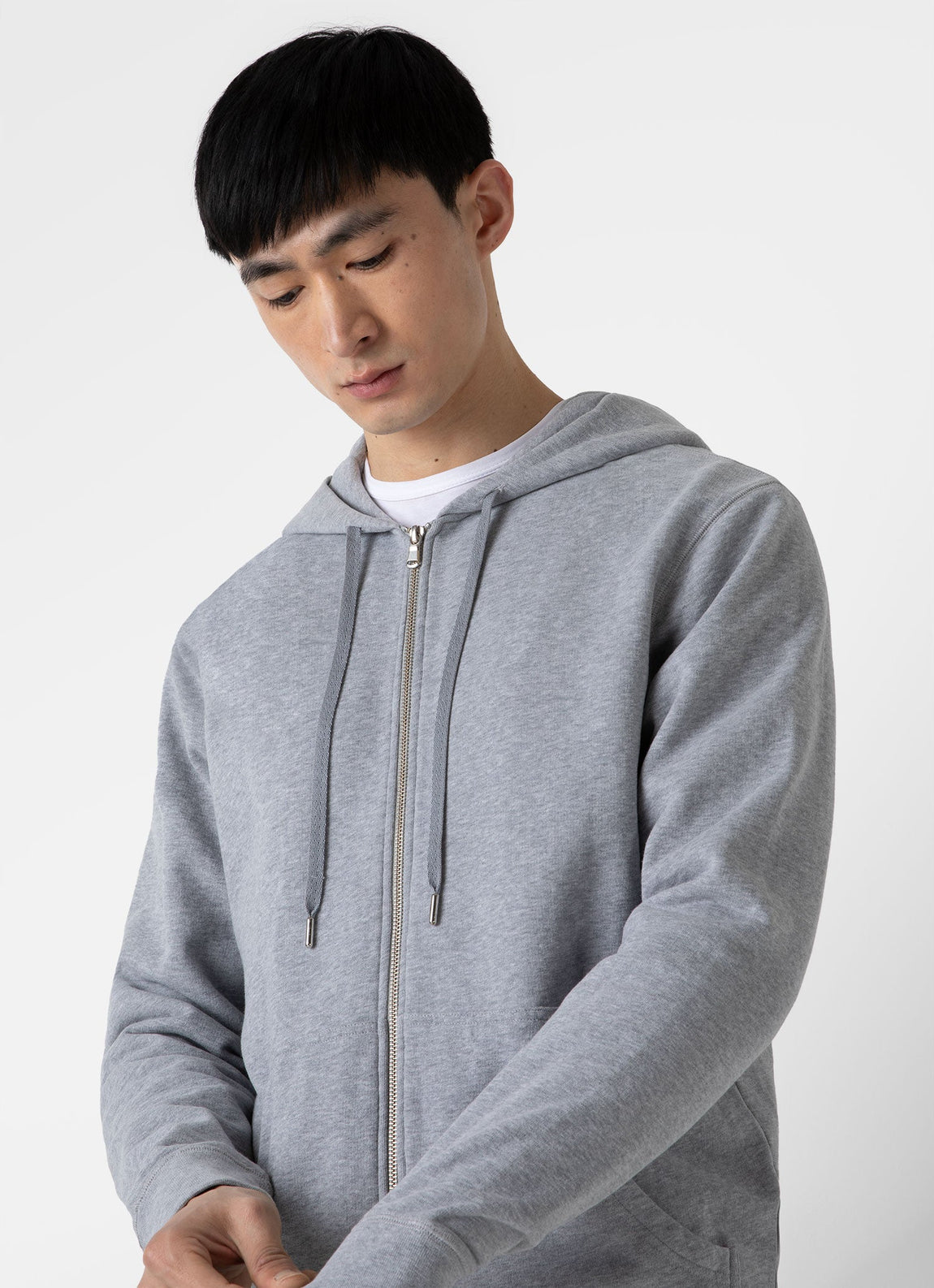 Men's Loopback Zip Hoody in Grey Melange