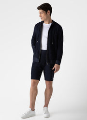 Men's Towelling Hoody in Navy