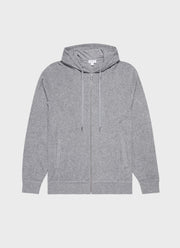 Men's Towelling Hoody in Grey Melange