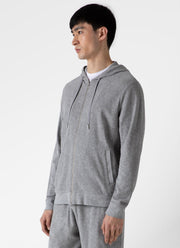 Men's Towelling Hoody in Grey Melange