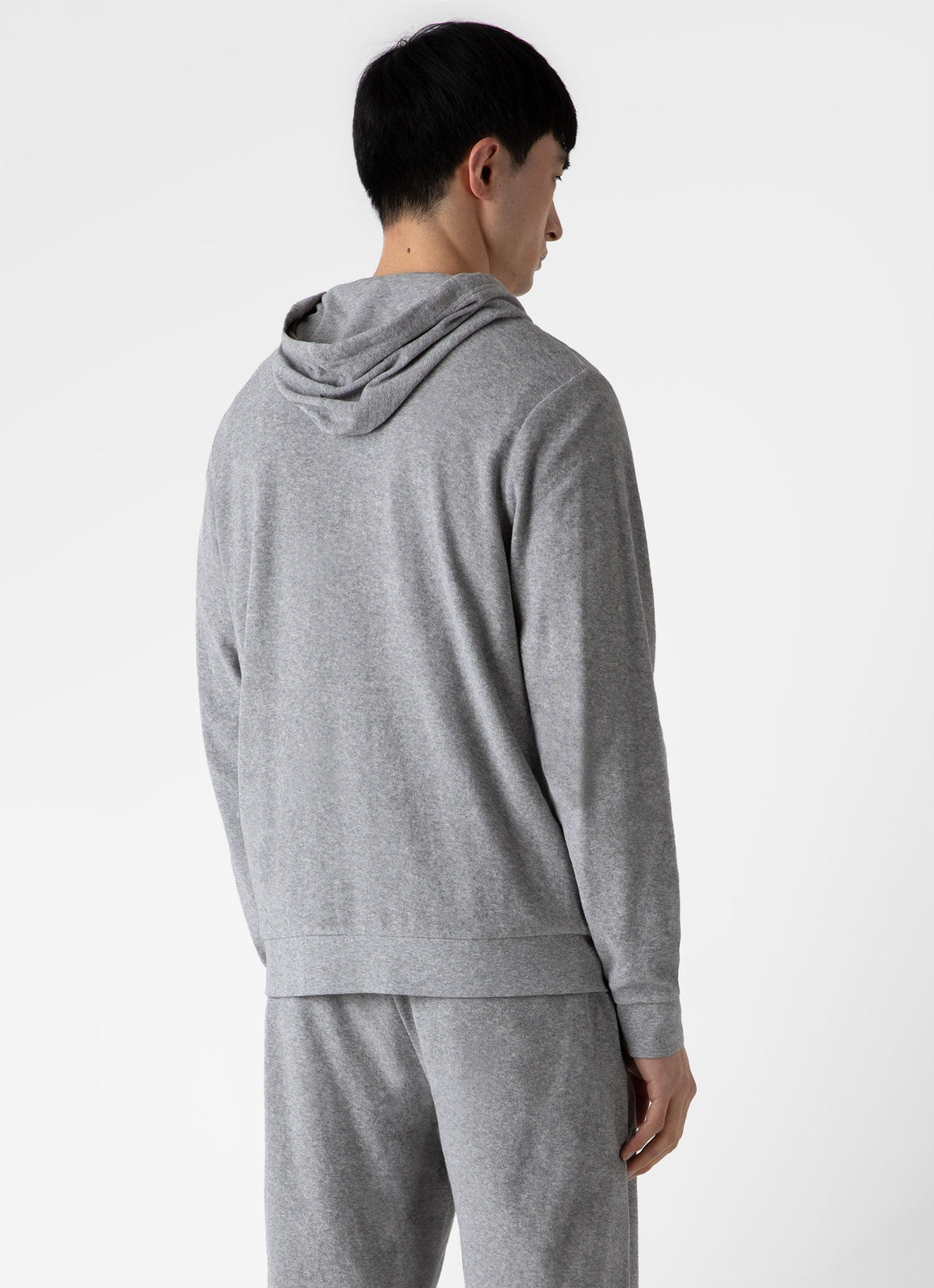 Men's Towelling Hoody in Grey Melange