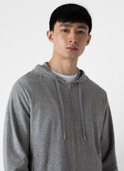 Men's Towelling Hoody in Grey Melange