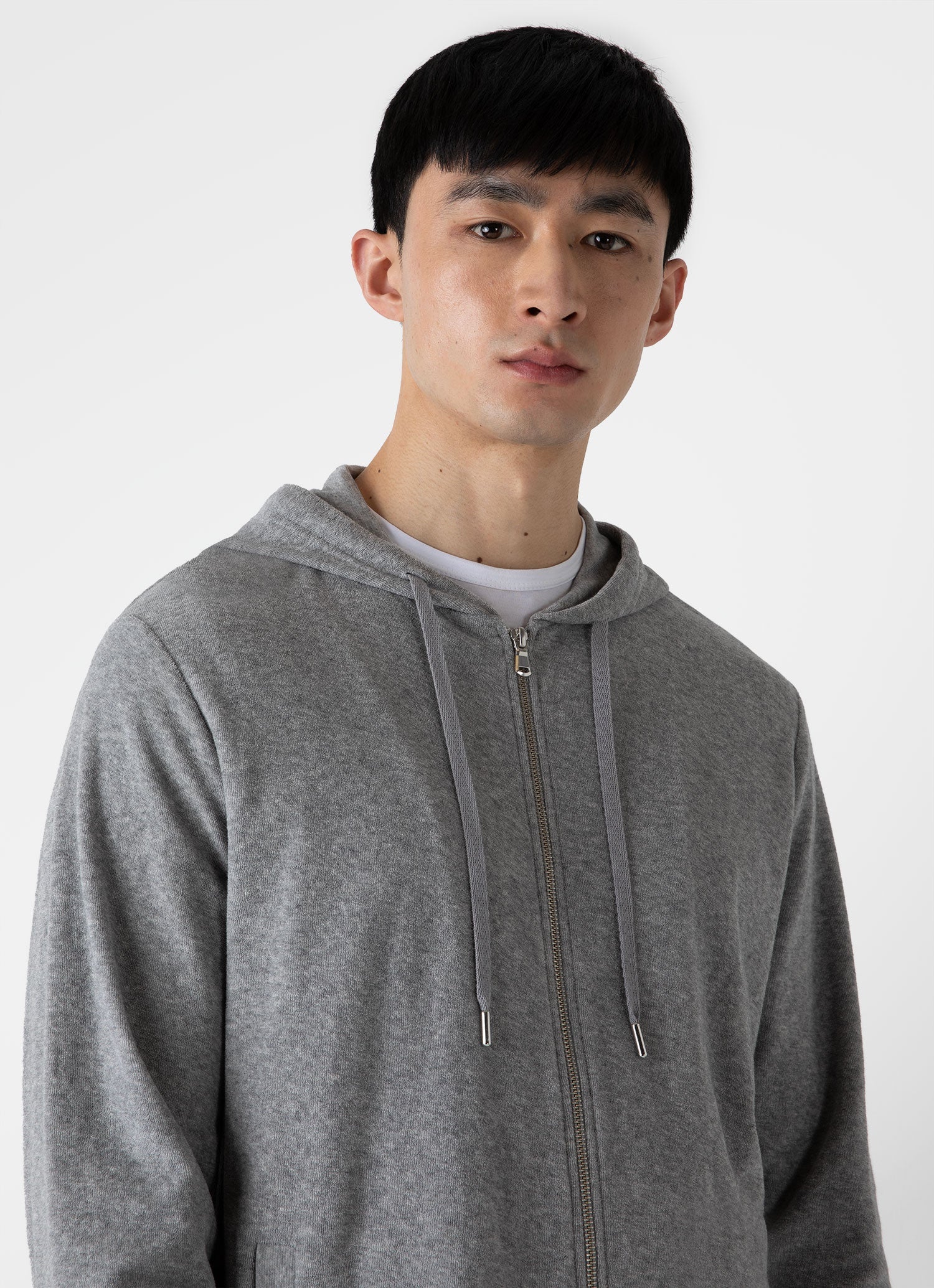 Men's Towelling Hoody in Grey Melange