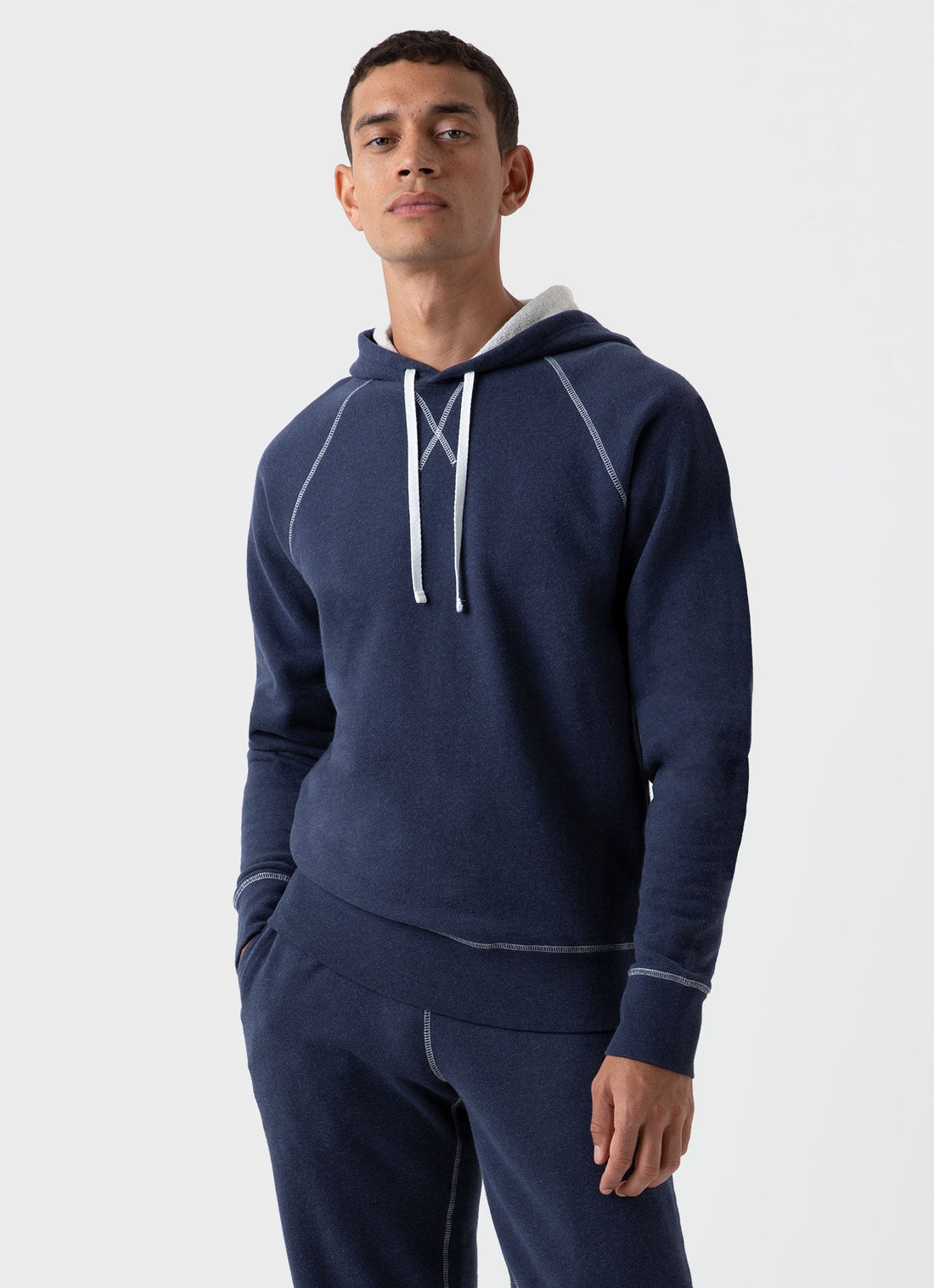Men's Fleeceback Hoody in Navy Melange
