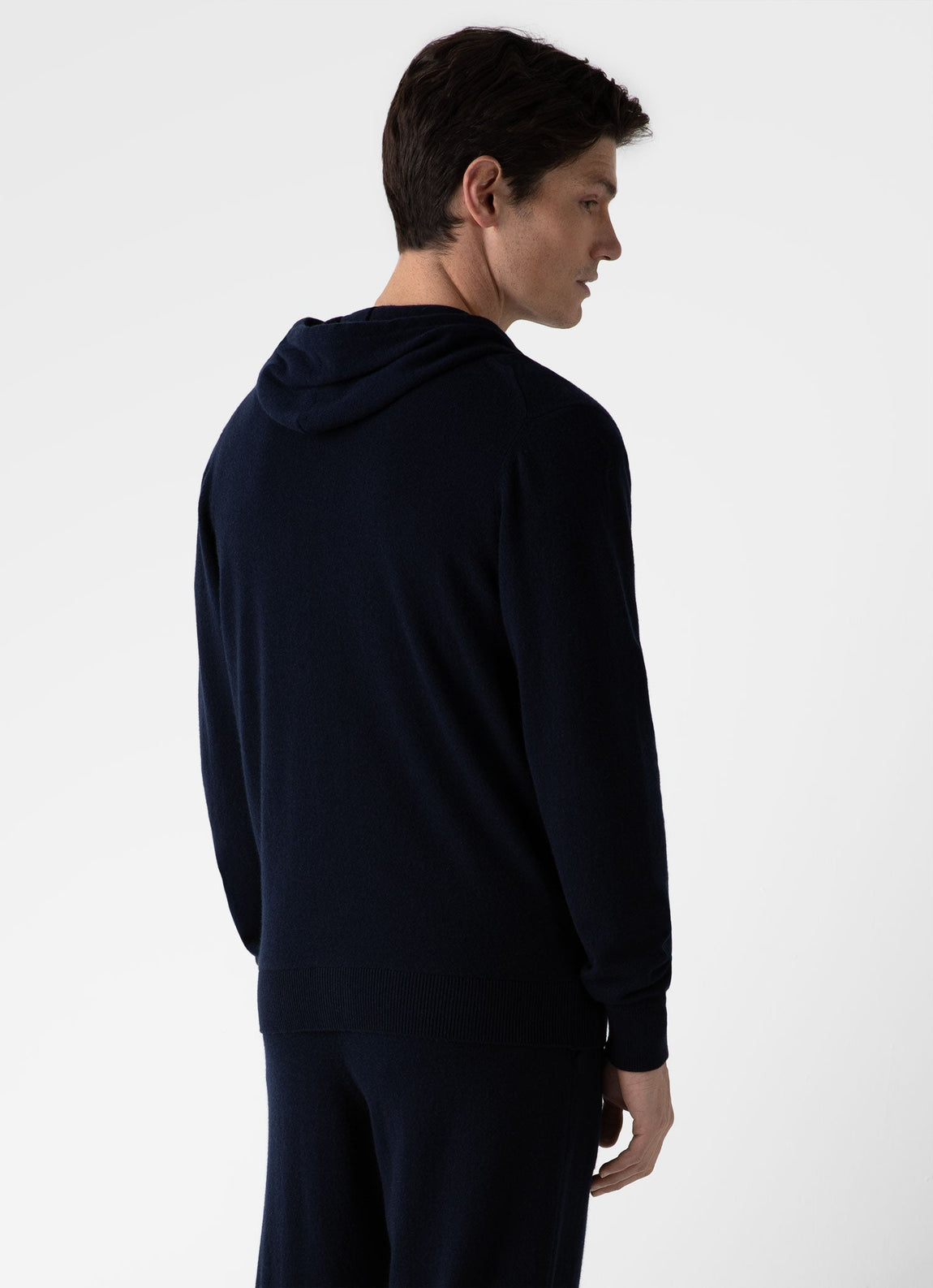 Men's Cashmere Zip Hoody in Navy