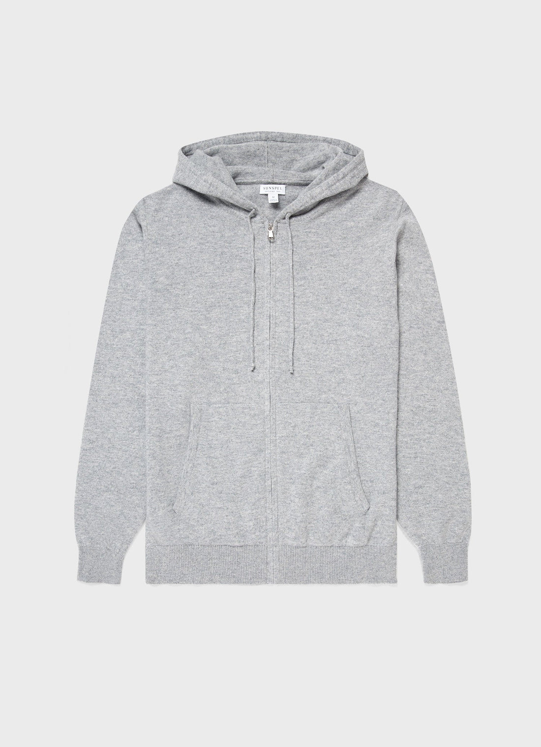 Men's Cashmere Zip Hoodie in Grey Melange
