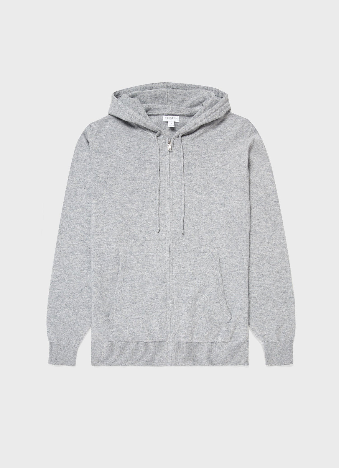 Men's Cashmere Zip Hoody in Grey Melange