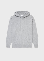Men's Cashmere Zip Hoodie in Grey Melange