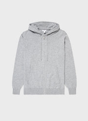 Men's Cashmere Zip Hoody in Grey Melange