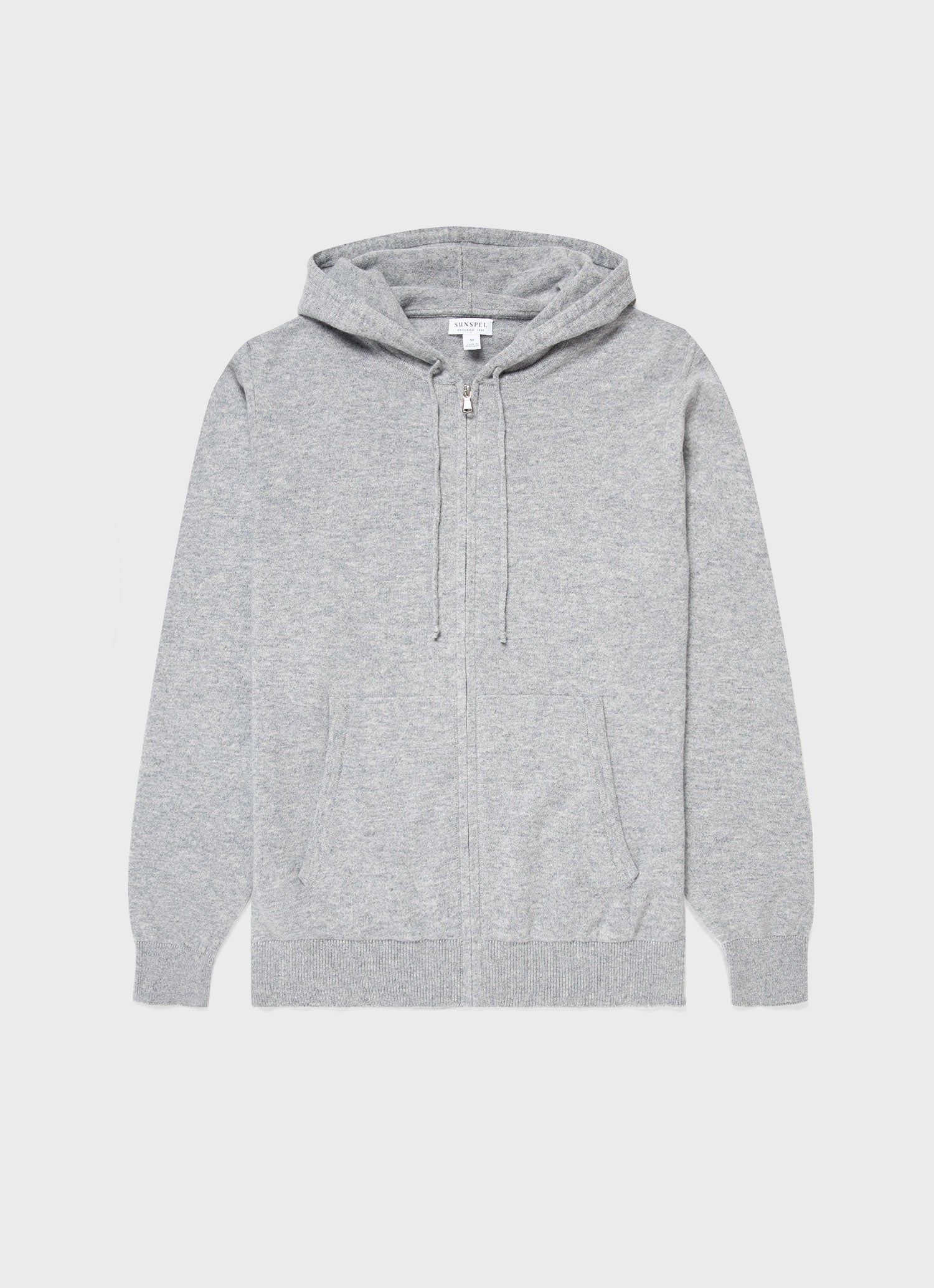 Men's Cashmere Zip Hoody in Grey Melange