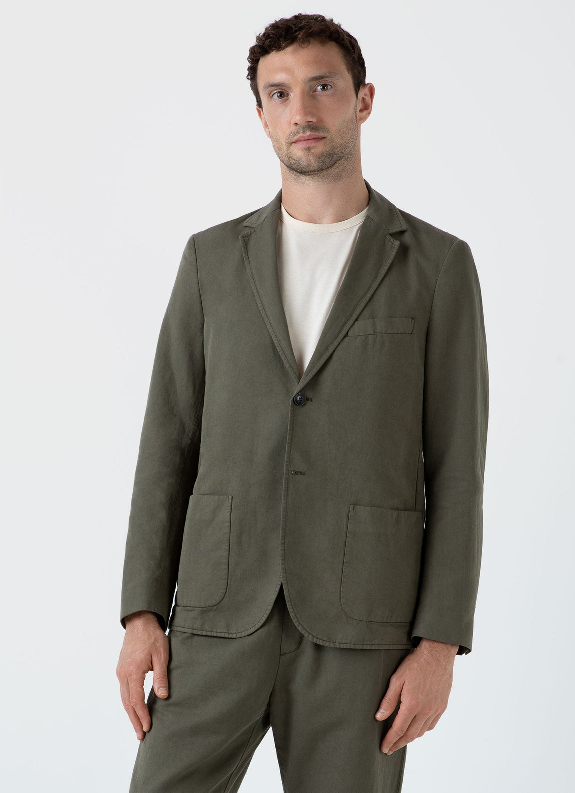 Men's Cotton Linen Blazer in Khaki