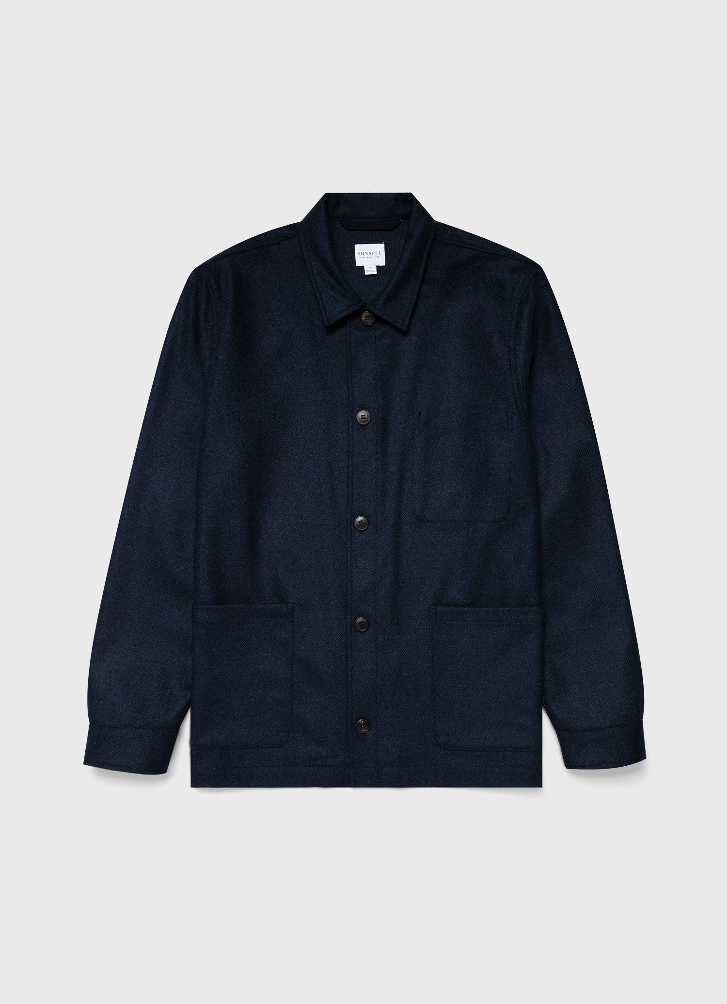 Mens Wool Twin Pocket Jacket in Light Navy Melange