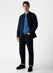 Mens Wool Twin Pocket Jacket in Light Navy Melange