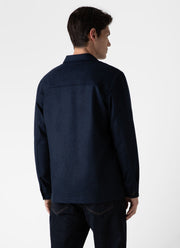 Mens Wool Twin Pocket Jacket in Light Navy Melange