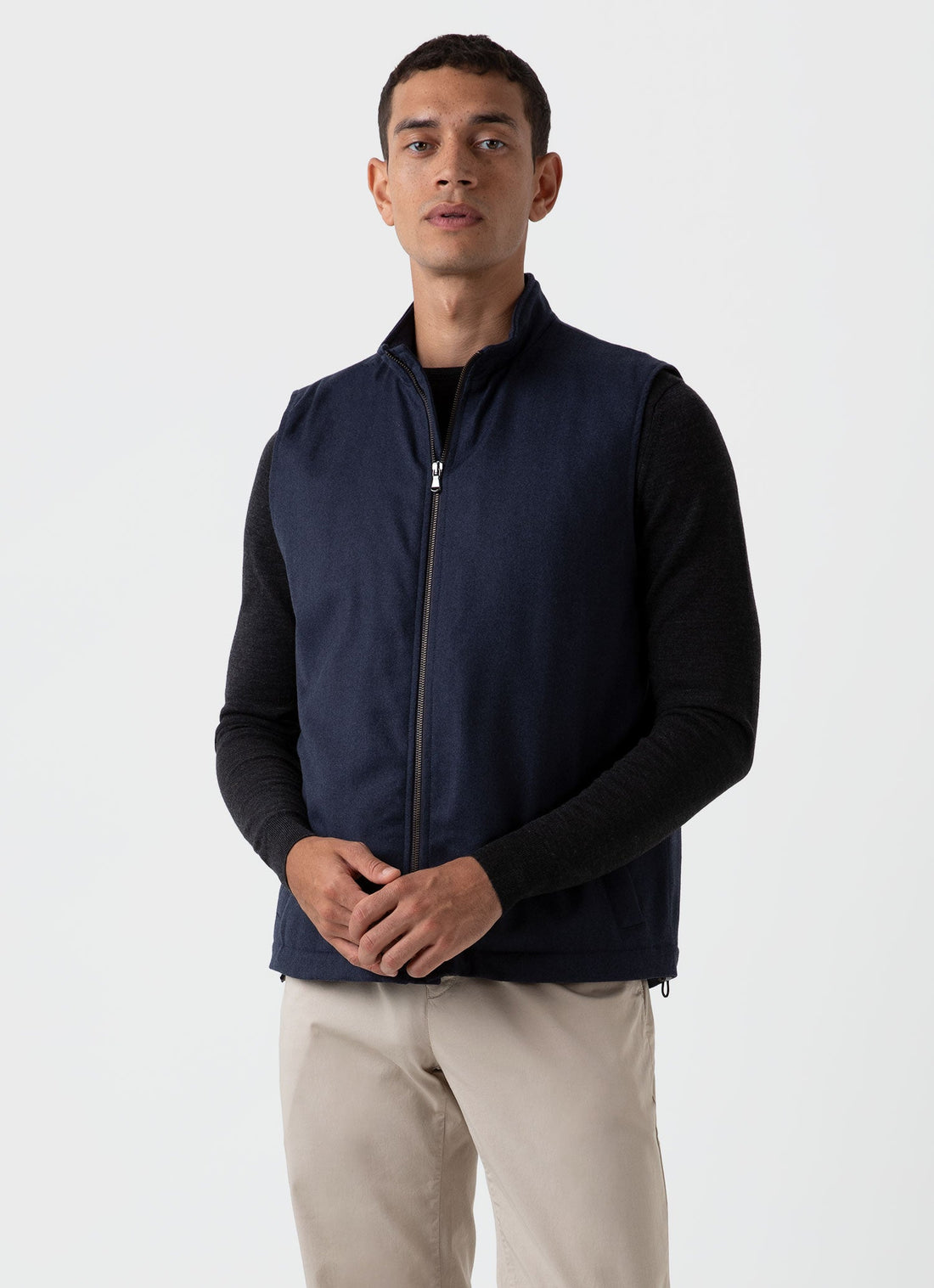 Men's Insulated Wool Gilet in Navy Melange