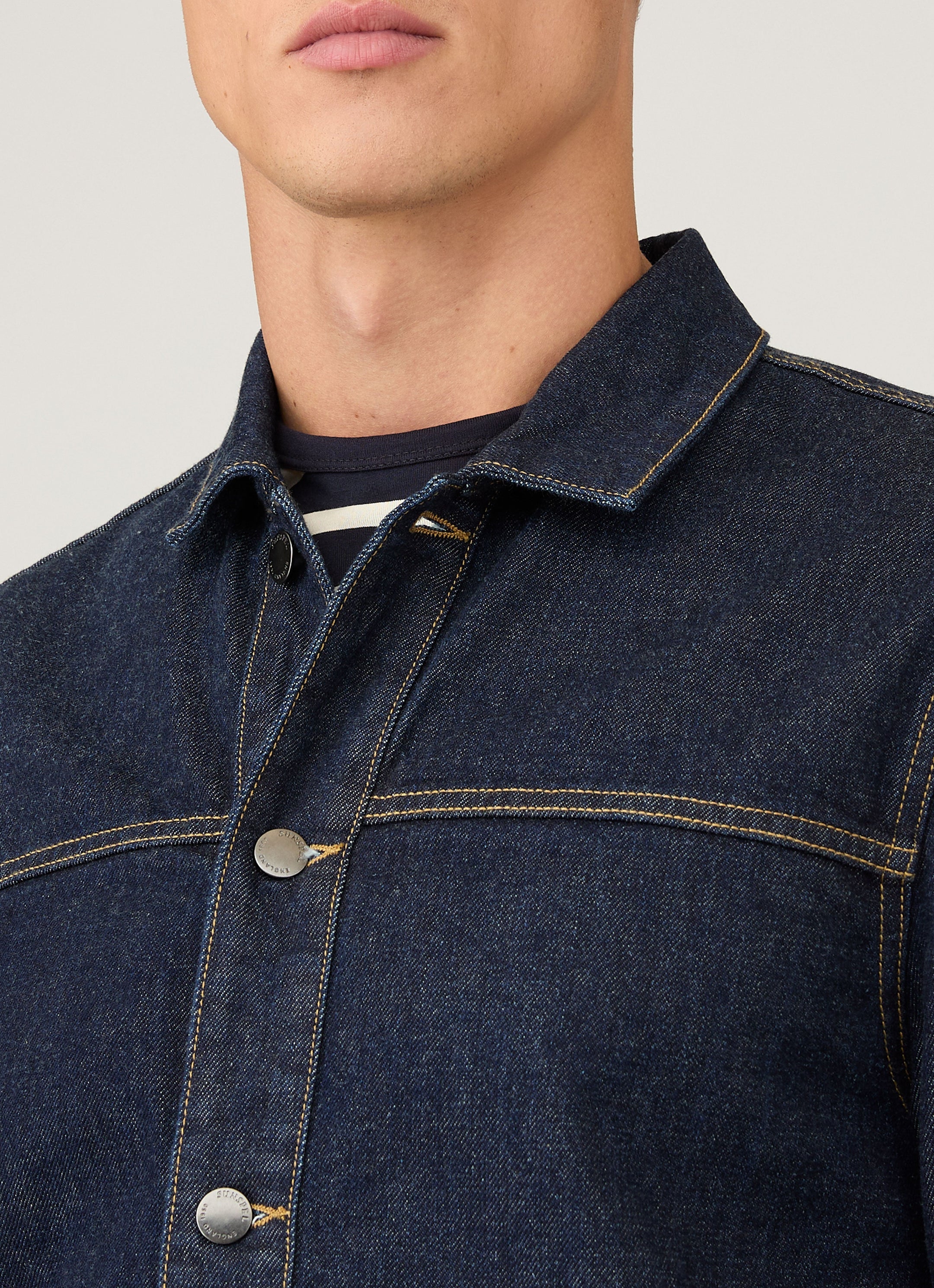 Men's 13oz Japanese Denim Jacket in Rinse Wash Denim