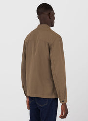 Men's Cotton Linen Twin Pocket Jacket in Dark Tan