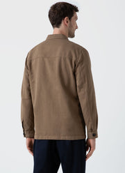 Men's Cotton Linen Twin Pocket Jacket in Dark Tan