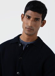 Men's Lambswool Jacket in Dark Navy Mouline