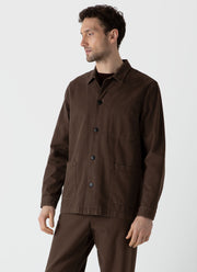 Men's Brushed Cotton Twin Pocket Jacket in Mid Brown
