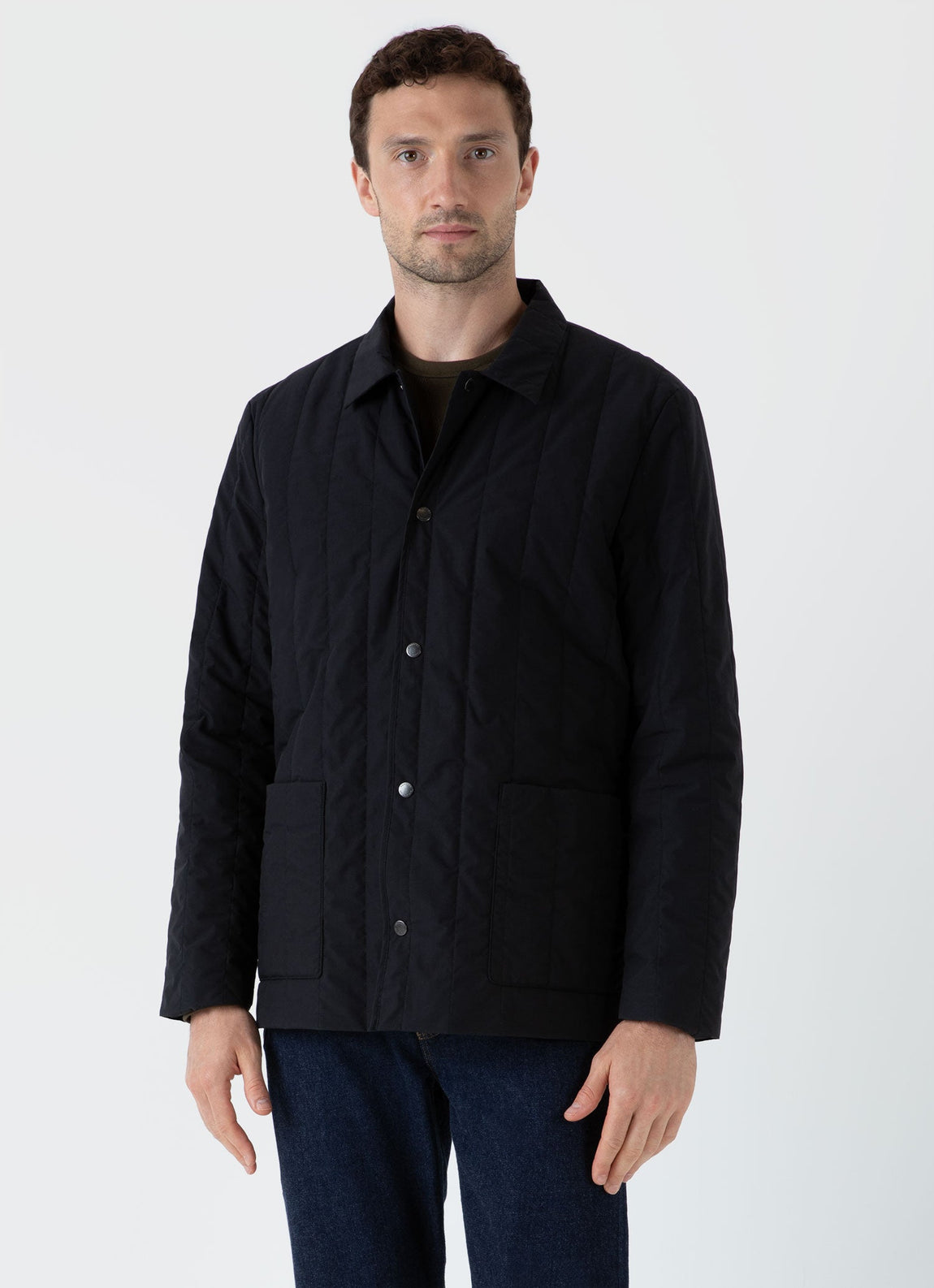 Men's Quilted Twin Pocket Jacket in Black