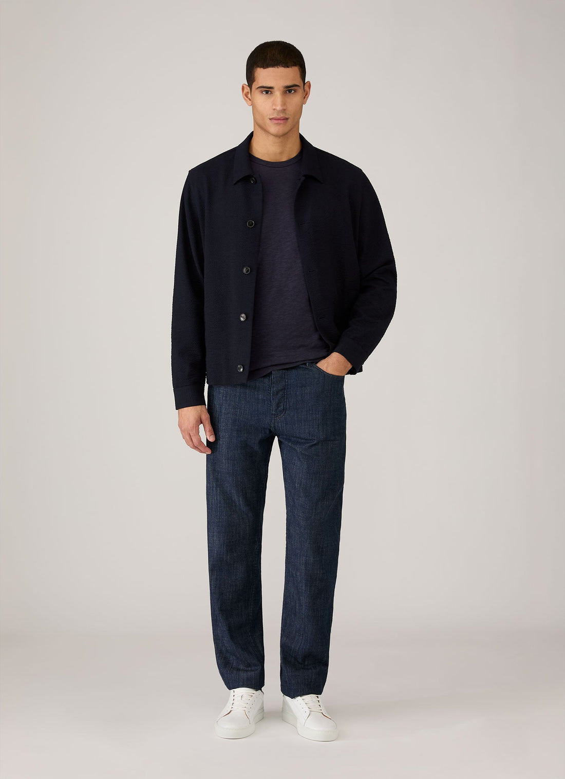 Men's Seersucker Jacket in Navy