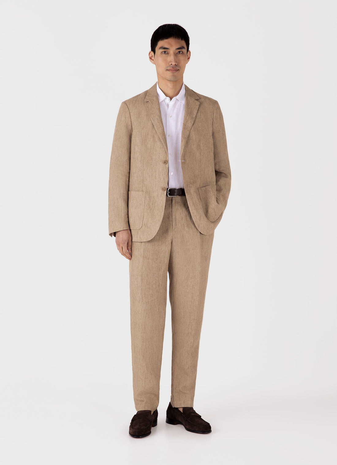 Men's Linen Two-Piece Suit in Dune Melange