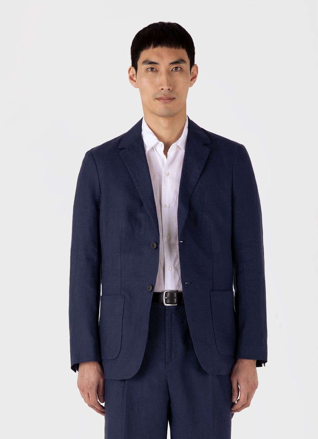 Men's Linen Two-Piece Suit in Light Navy