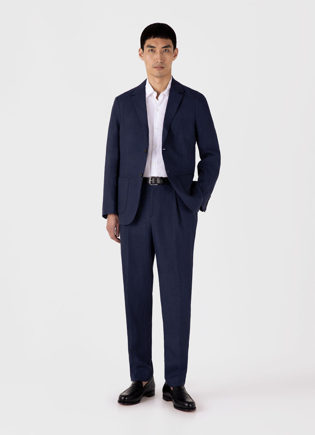 Men's Linen Two-Piece Suit in Light Navy