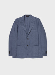 Men's Linen Two-Piece Suit in Soft Denim Melange