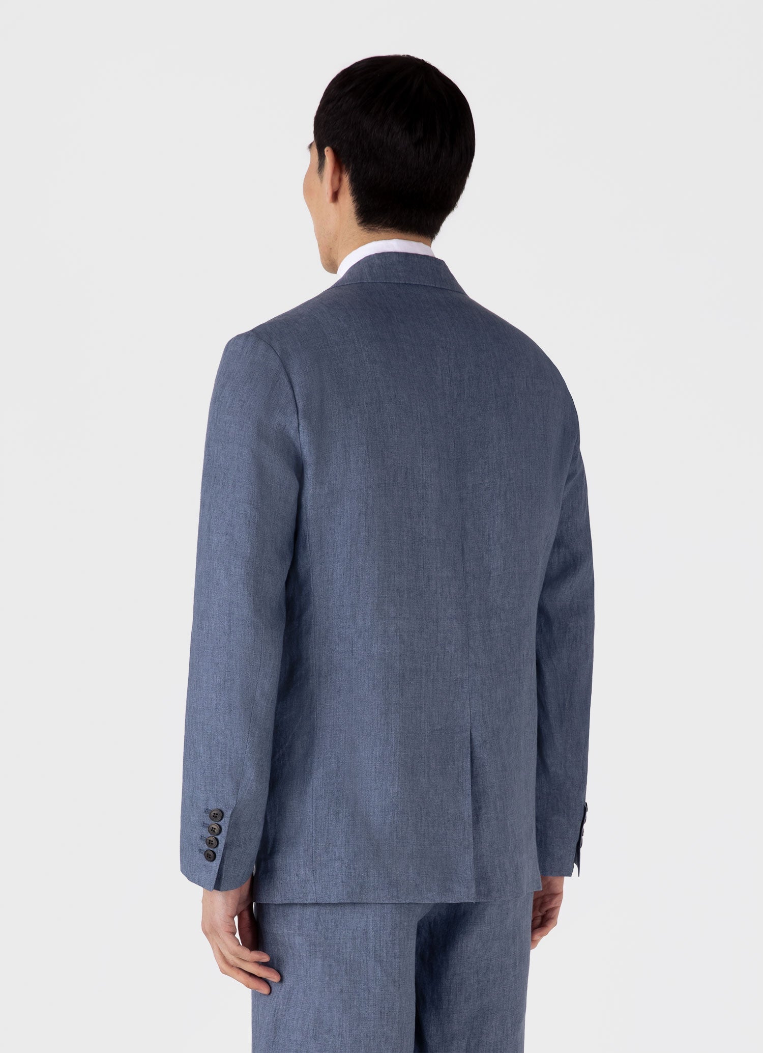 Men's Linen Two-Piece Suit in Soft Denim Melange