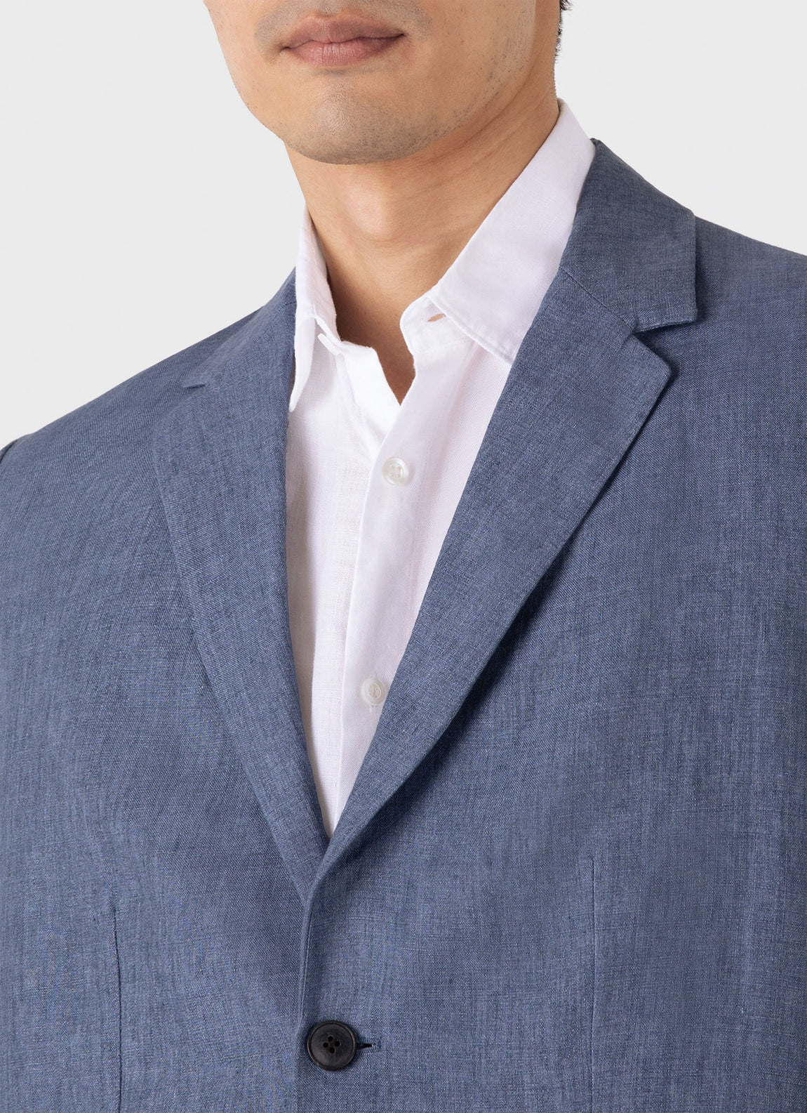 Men's Linen Two-Piece Suit in Soft Denim Melange