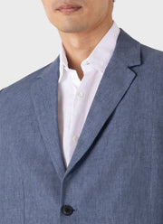 Men's Linen Two-Piece Suit in Soft Denim Melange