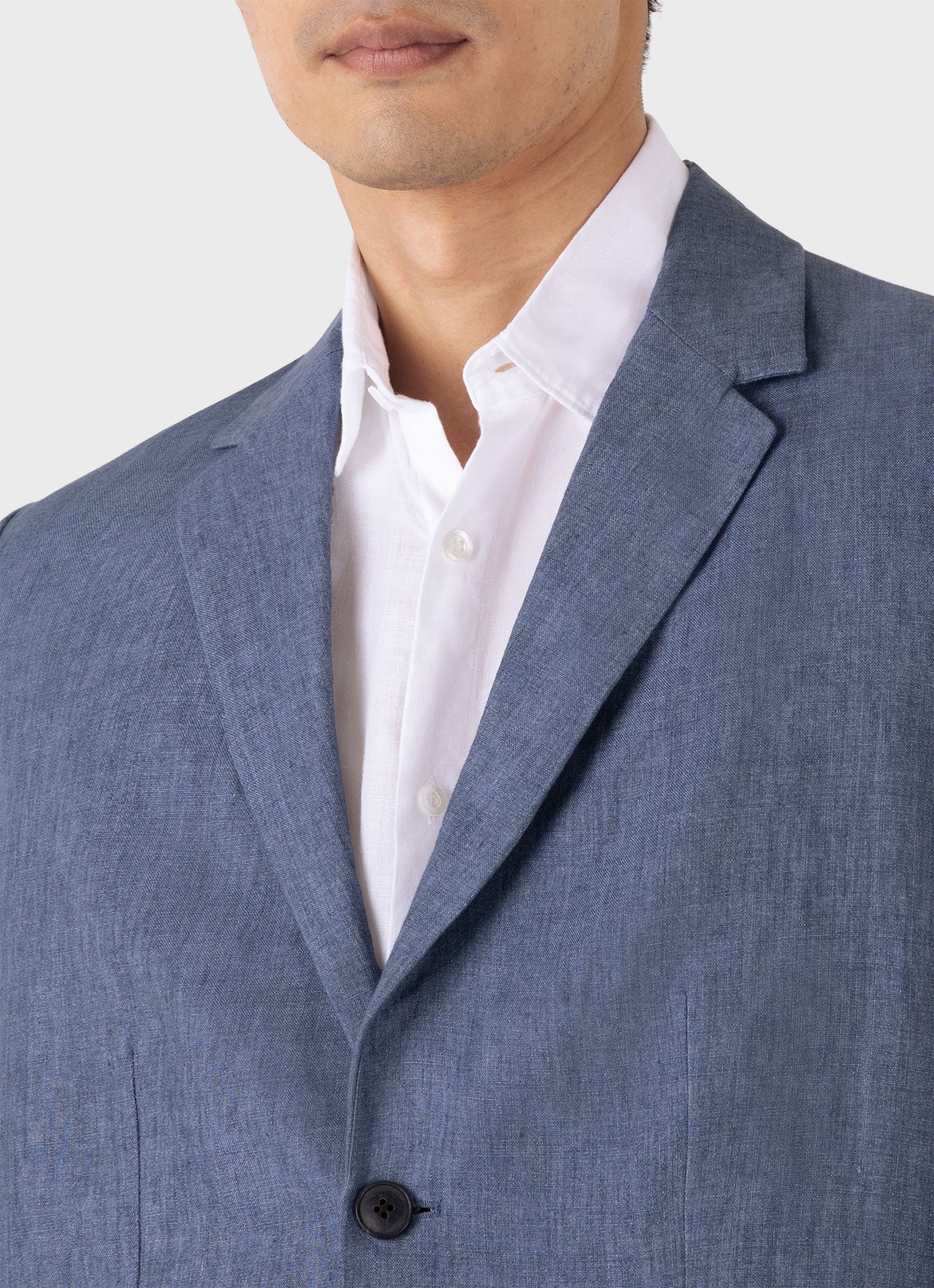 Men's Linen Two-Piece Suit in Soft Denim Melange