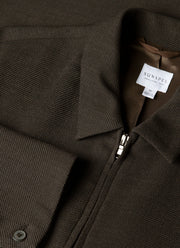 Men's Light Textured Wool Harrington Jacket in Truffle