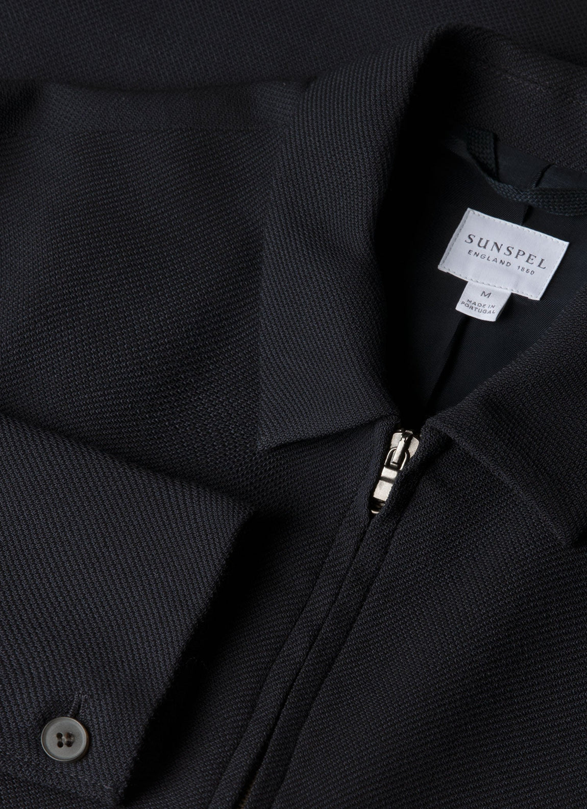 Men's Light Textured Wool Harrington Jacket in Navy