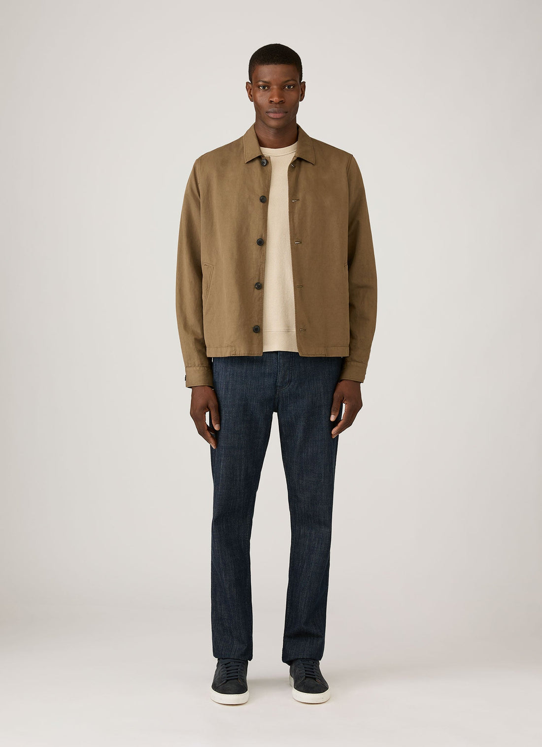 Men's Cotton Linen Jacket in Dark Cedar