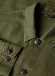 Men's Cotton Linen Jacket in Deep Olive