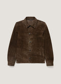 Men's Suede Jacket in Dark Brown