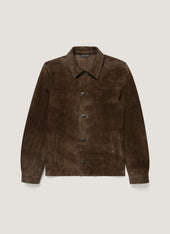 Men's Suede Jacket in Dark Brown