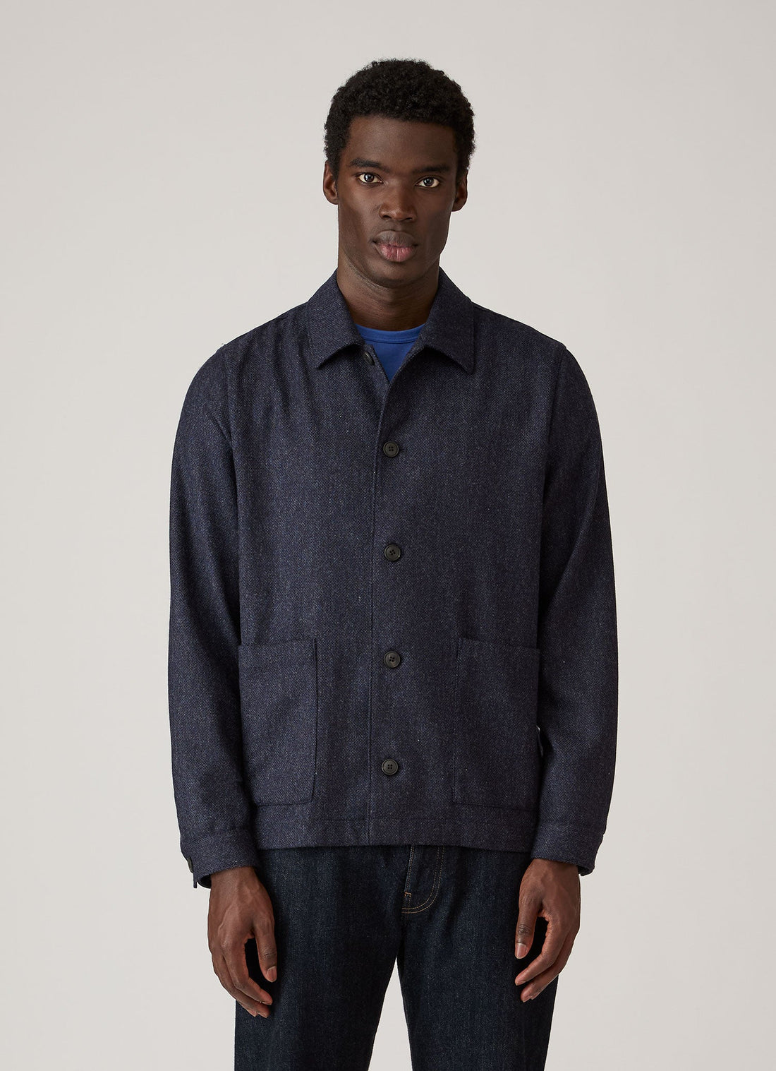 Men's Wool Twill Chore Jacket in Slate Blue Melange