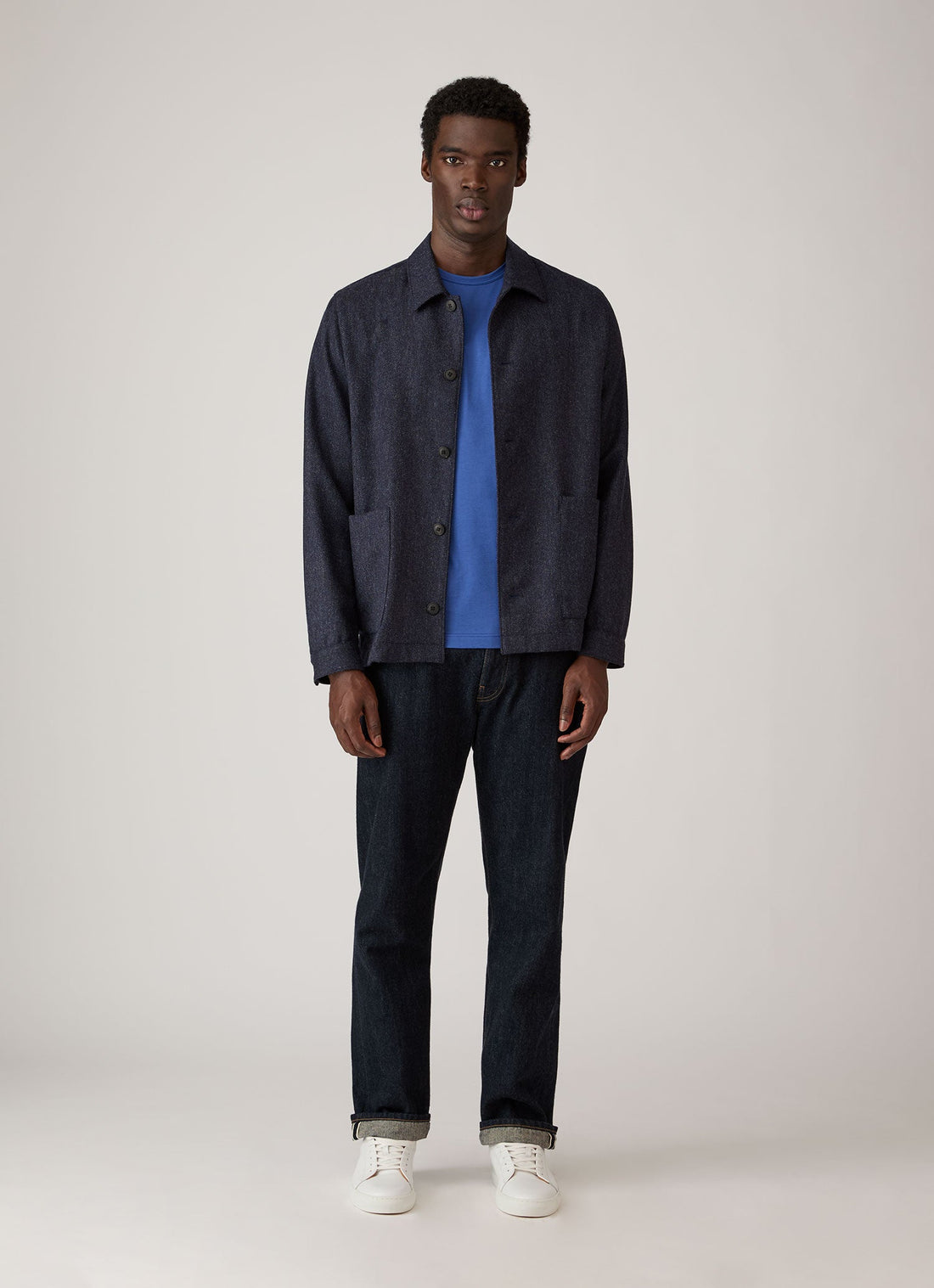 Men's Wool Twill Chore Jacket in Slate Blue Melange