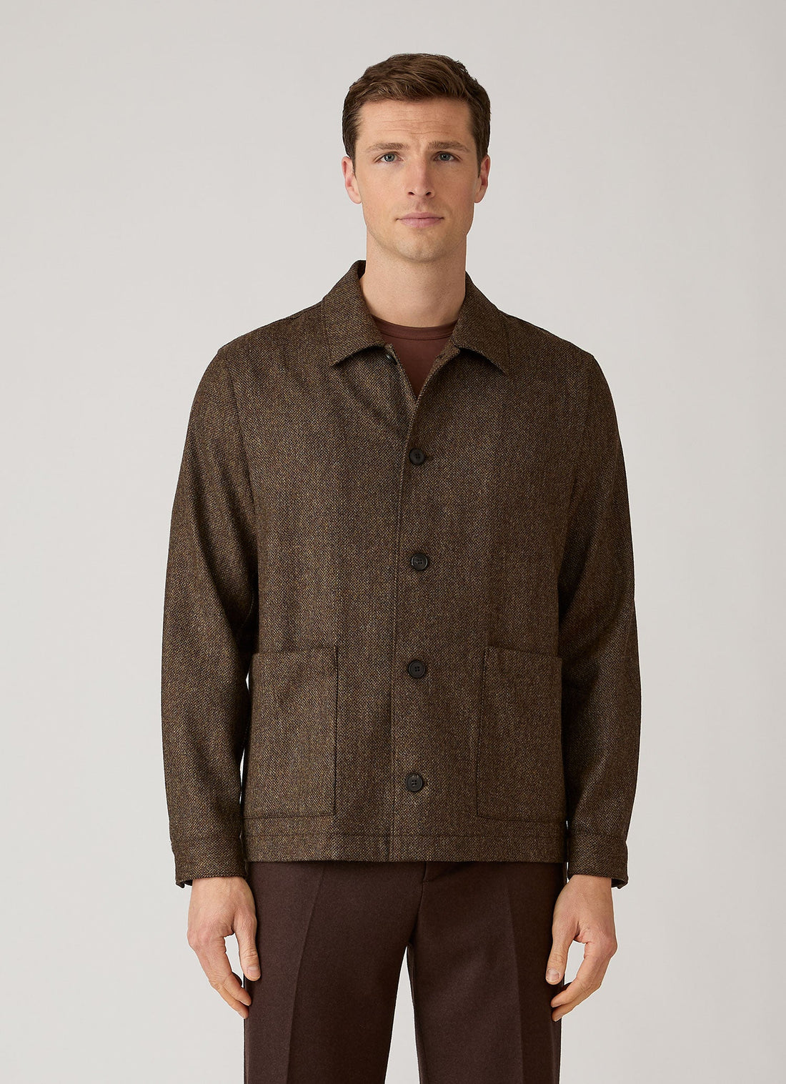 Men's Wool Twill Chore Jacket in Loden Green Melange