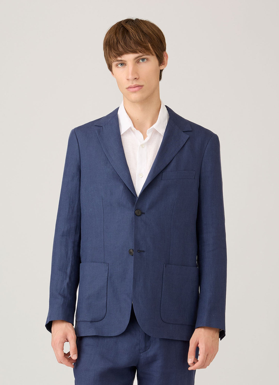 Men's Linen Blazer in Light Navy