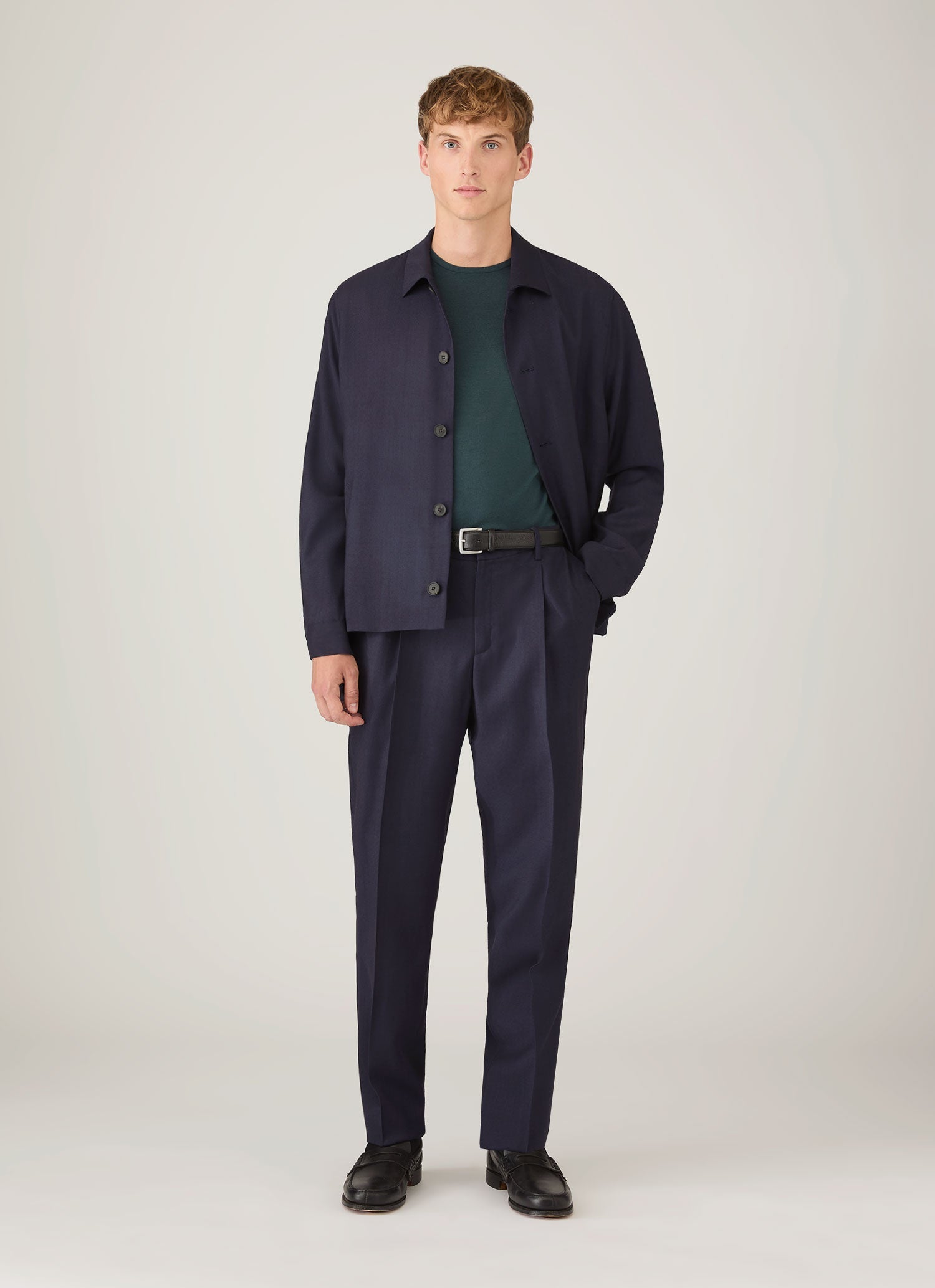 Men's Extra-Fine Merino Crew Neck in Dark Petrol